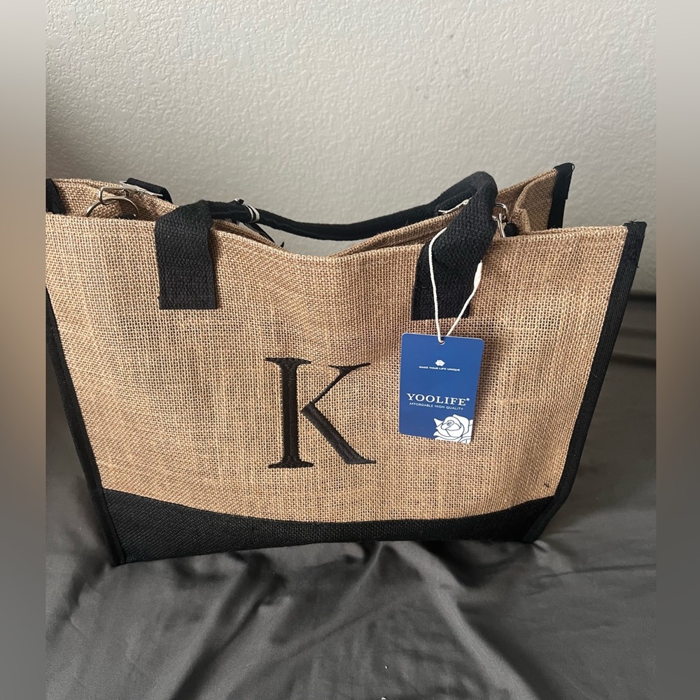 Tan and black sun bag